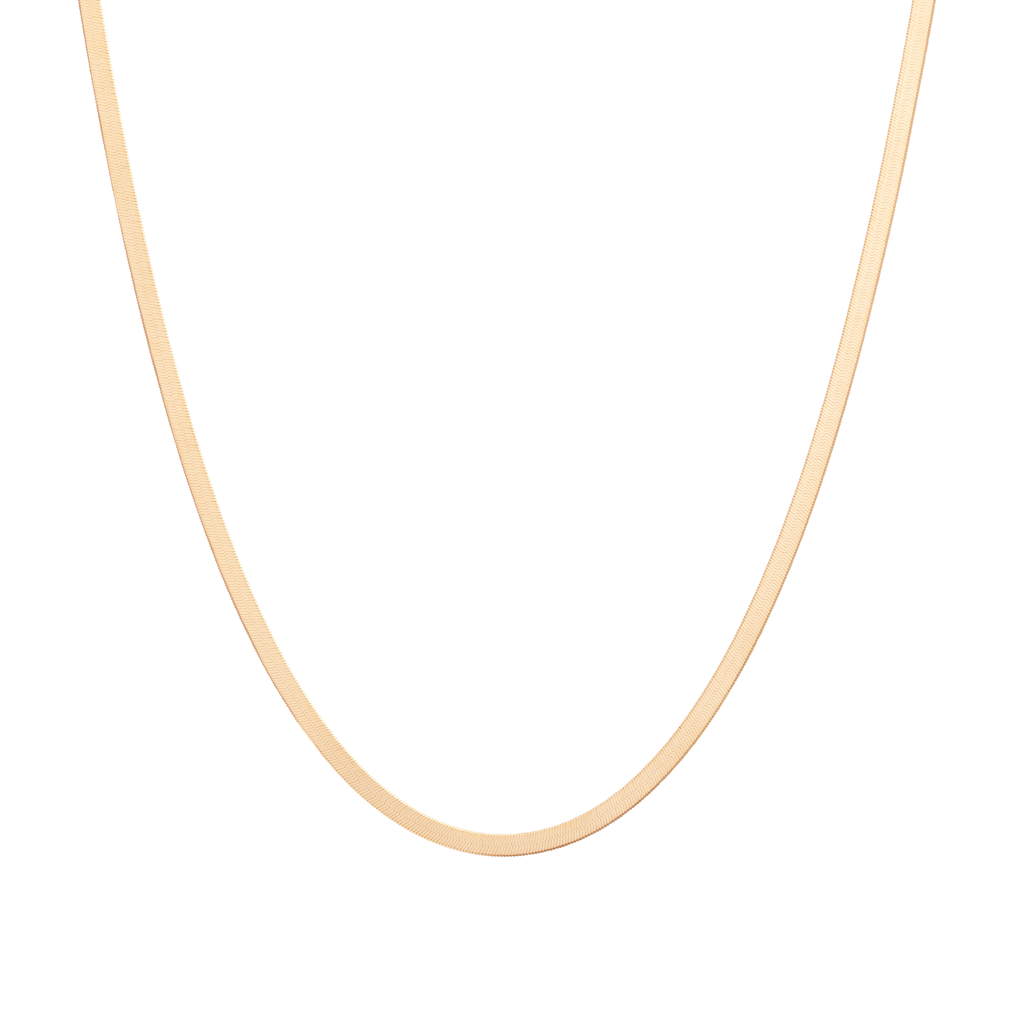 Solid Gold Herringbone Chain Necklace - Borderfree