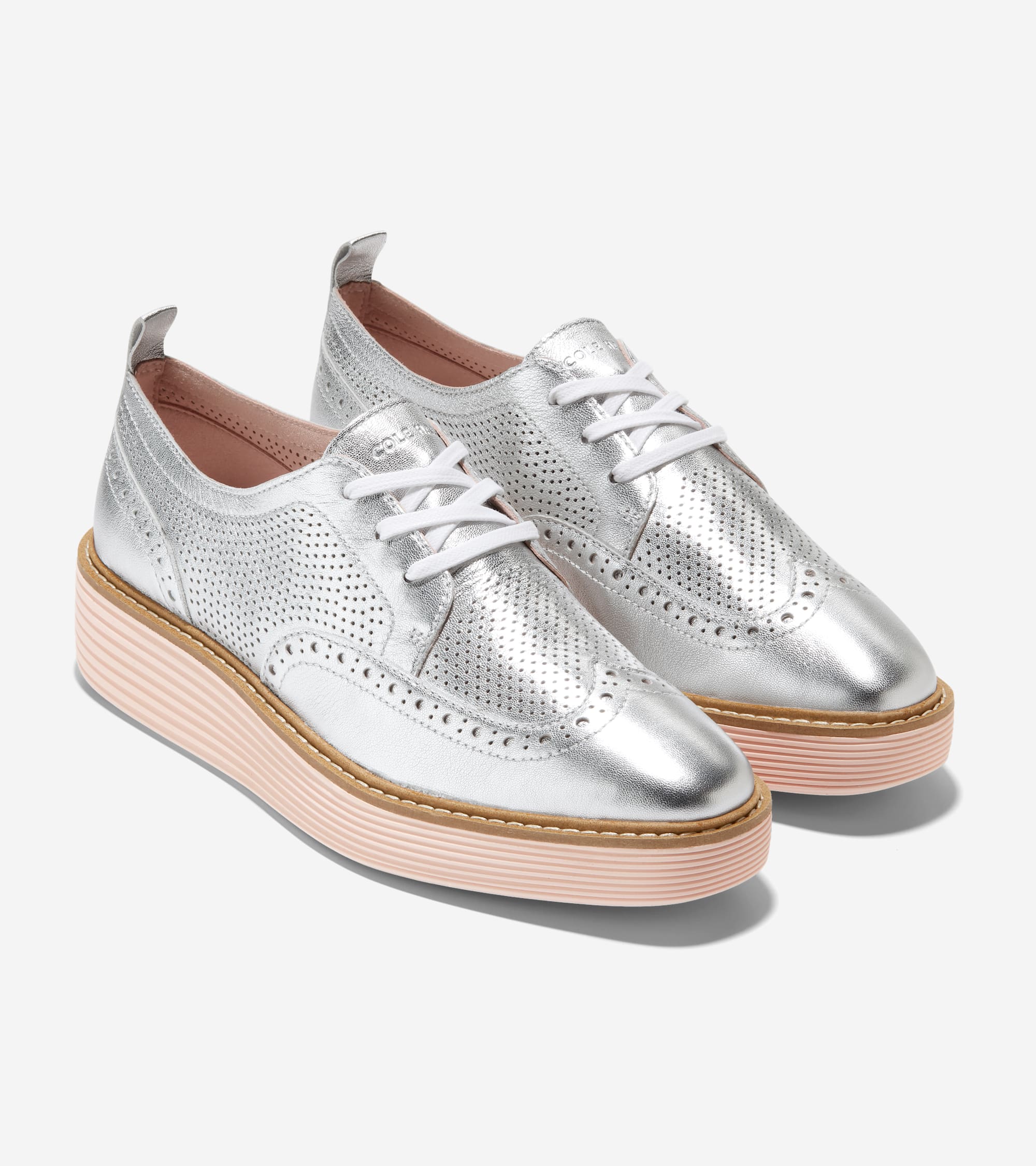 Silver oxford platform shoes online