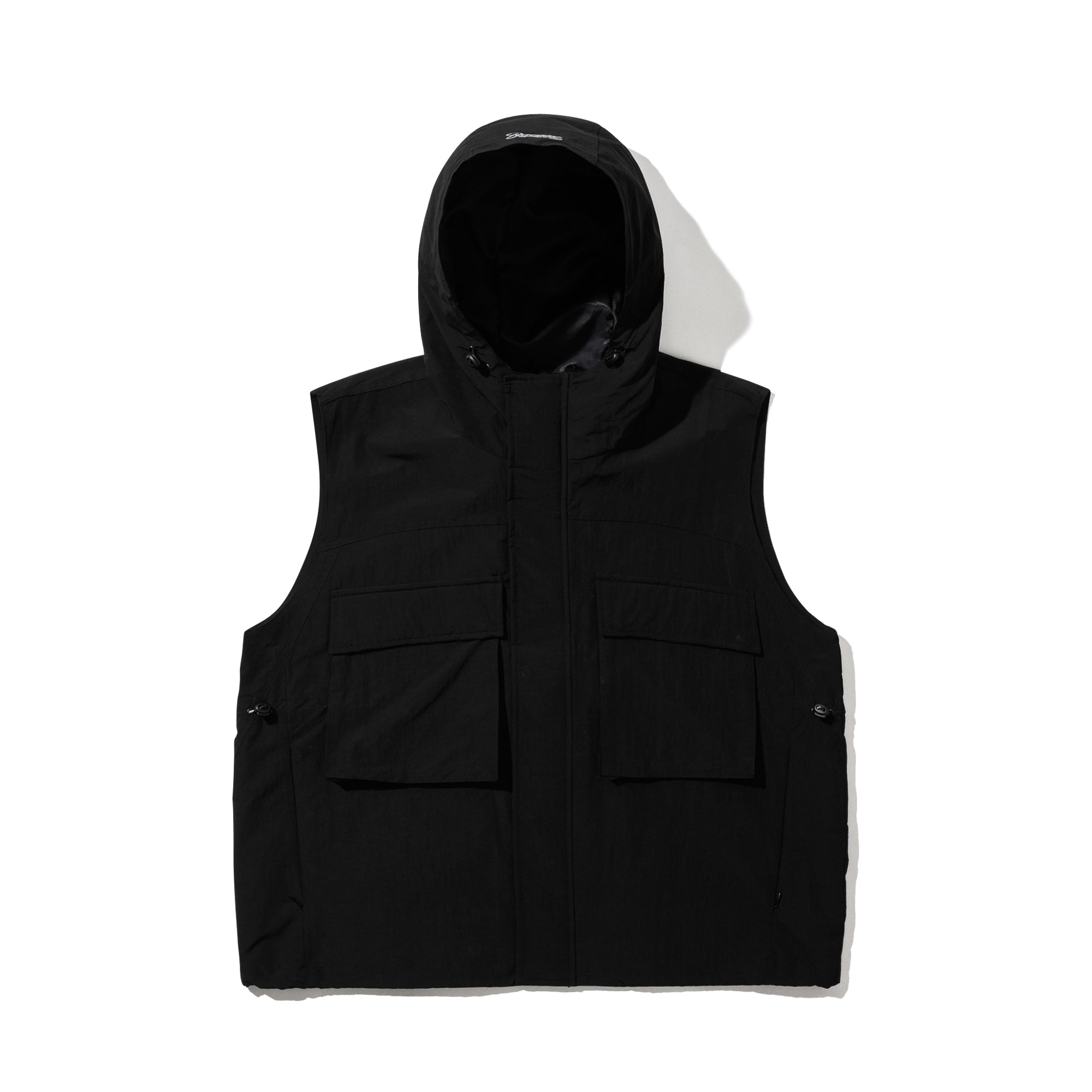 BIG POCKET HOODED VEST BLACK - Borderfree