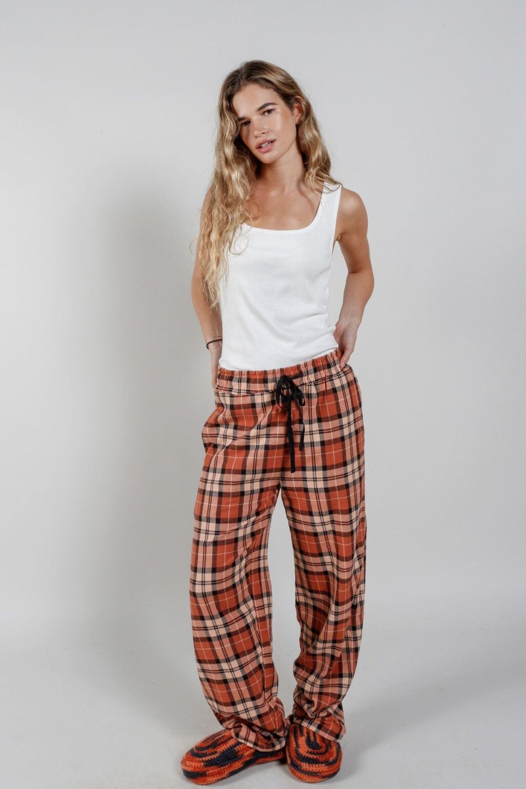 JIM JAM Womens Organic Cotton Pyjama Bottoms Clay Borderfree