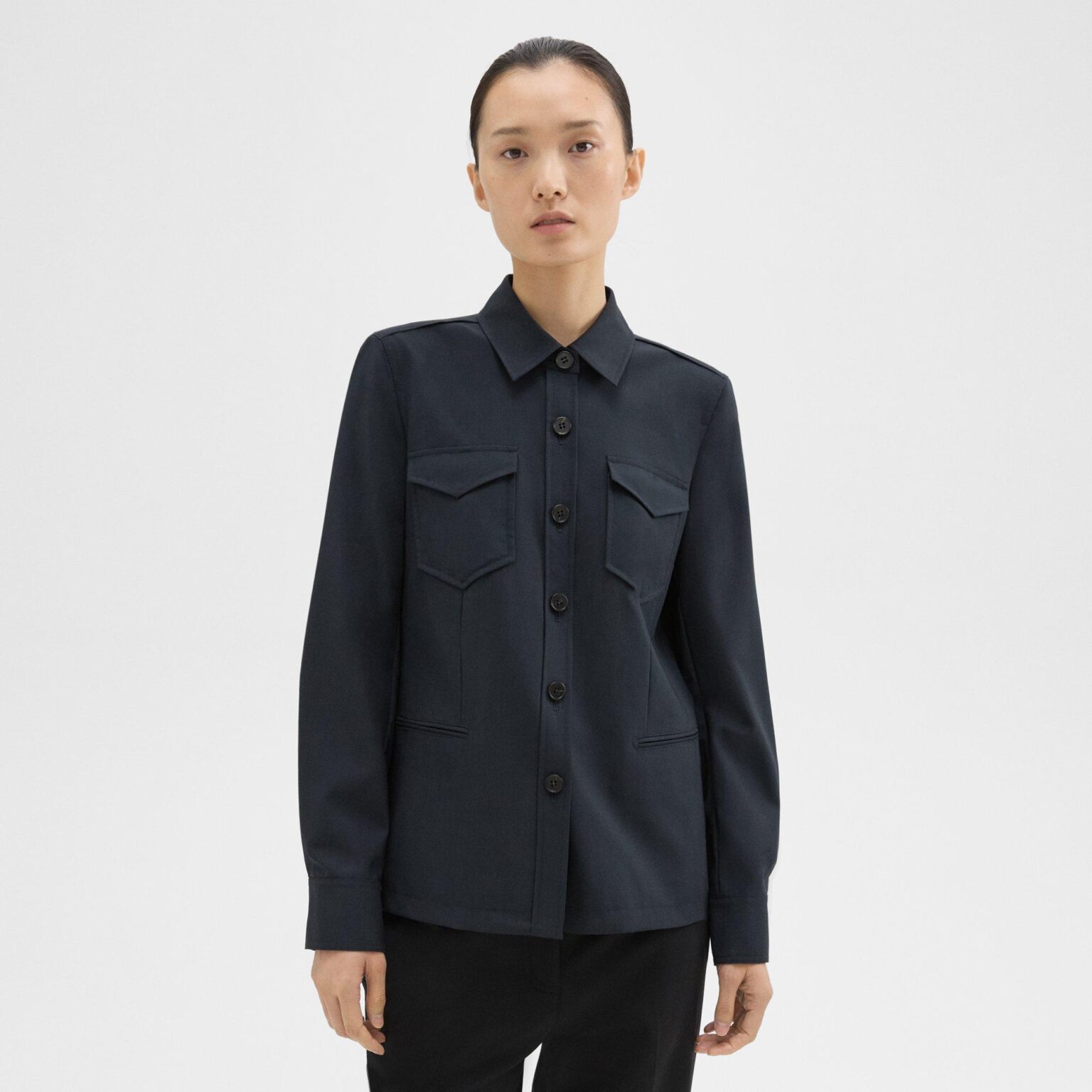 Tailored Virgin Wool Shirt Jacket - Borderfree