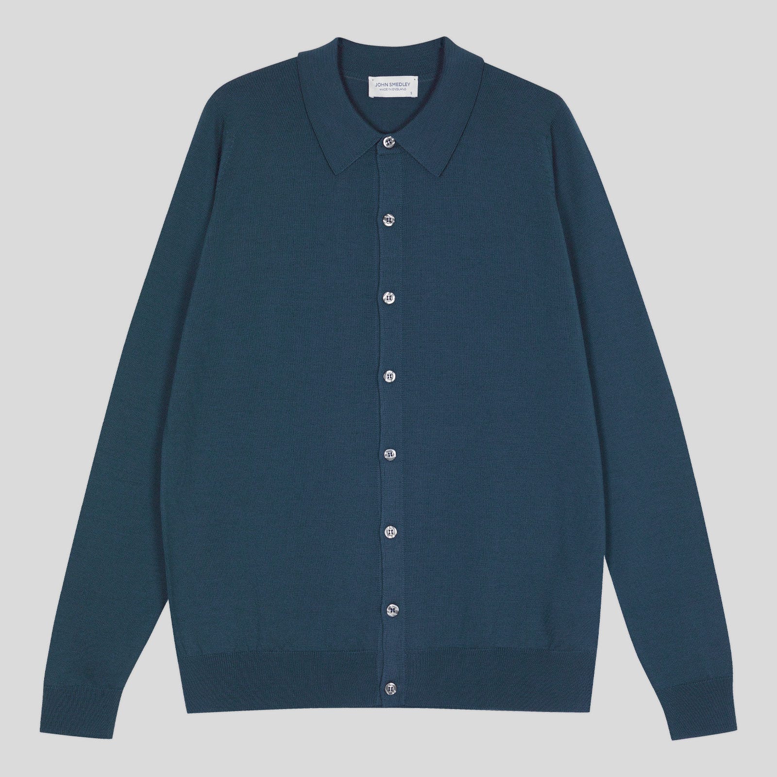 John Smedley - Men's - Tibor Shirt Smoke Blue, L - Extra Fine Merino 