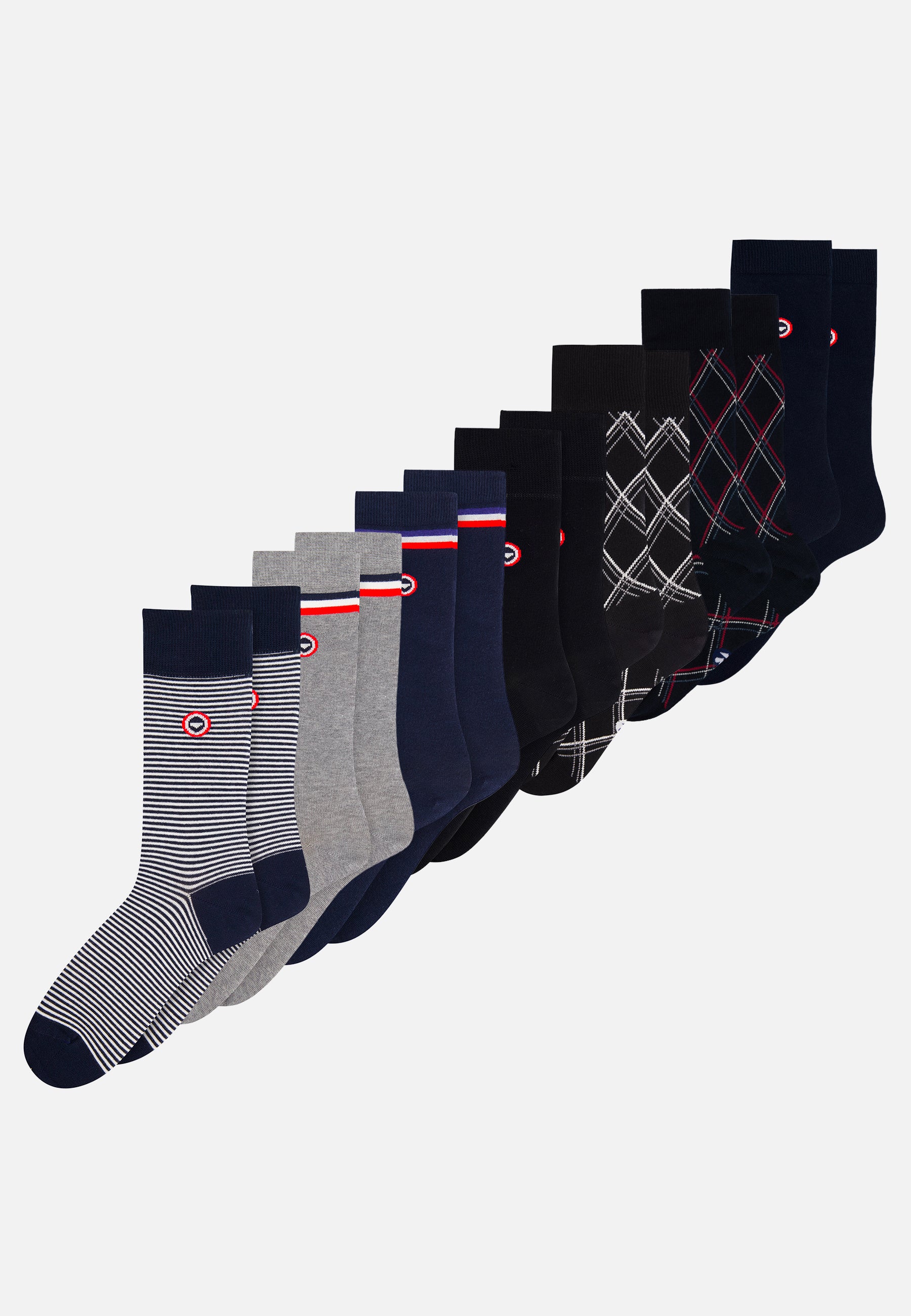 Pack Semainier Chaussettes Marinière Gris Chiné Marine Tartan Noir ...